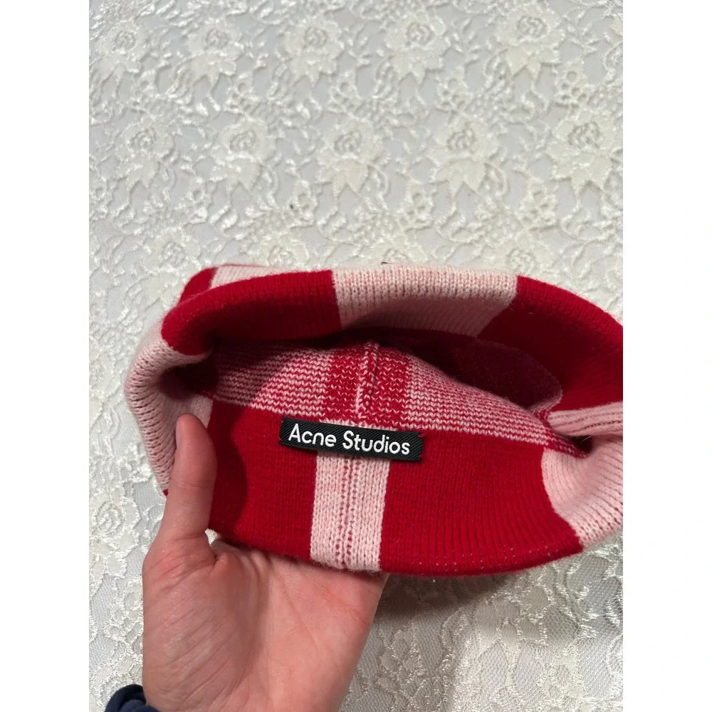 Acne Studios Kids Checkered Wool Beanie Hat 4-6 Gorpcore Streetwear Luxury